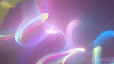 Colorful pastel light streaks twirl and assemble into BLOSSOM in elegant cursive script