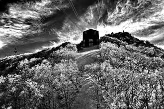 Morning gondola station and frost