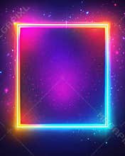 Vintage neon 80s poster design featuring glowing borders and room for text customization