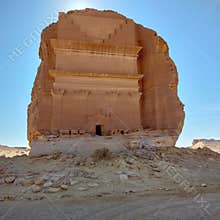 Qasr al-Farid, or Tomb of Lihyan Son of Kuza, the largest tomb in Hegra, Saudi Arabia