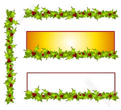 Decorative Holly Leave Borders and Banners