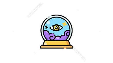 animation of Halloween magic is revealed through an eerie crystal ball with an eye inside