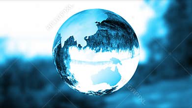 Earth globe blue glass,nature refract,loop, stock footage