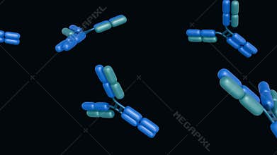 scattered antibody molecules in motion