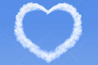 Heart shaped cloud in blue sky