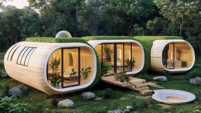 Modern Eco Friendly Residential Architecture Combining Renewable Materials and Innovative Design in a Lush Natural