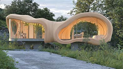 Innovative Sustainable House Design Showcasing Eco Friendly Architecture and Smart Living Solutions in a Serene Green