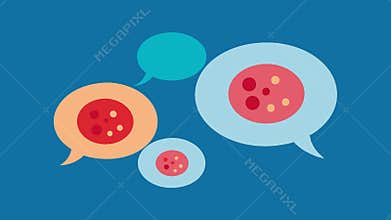 Cell Communication Exosomes depicted as speech bubbles exchanging information between skin cells symbolizing their role