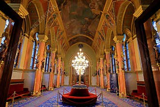 Hungarian Parliament Building, Gothic Revival style building with lavishly decorated rooms
