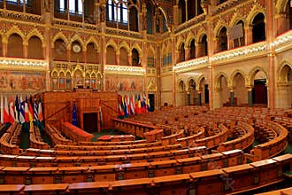 Hungarian Parliament Building, Gothic Revival style building with lavishly decorated rooms