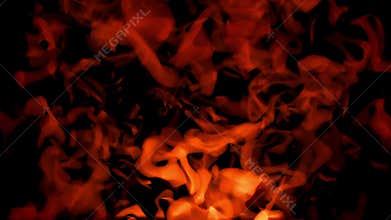 Seamless loop animation of bright orange smoke in a virtual fireplace screensaver style