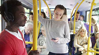 Interior Of Bus With Passengers