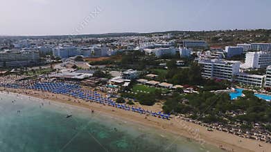 Aerial View of Ayia Napa Beachfront and Resorts in Cyprus