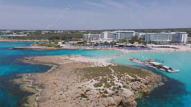 Aerial View of Ayia Napa Beach with Resorts and Turquoise Waters