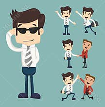 Set of businessman characters poses