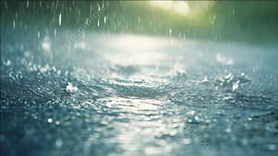 A body of water with rain falling on it