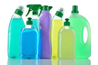 Set of cleaning products. House cleaners.