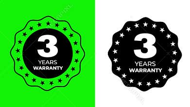 3 Years Warranty Certified Badge Logo Animation on Bright Green Screen