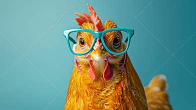 The chicken with glasses.AI generated image