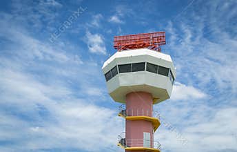 Radar communication tower and nice sky