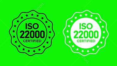 ISO 22000 Food Safety Management Certification Animation on Green Screen Certified Badge Loop for Food Industry, Compliance, and