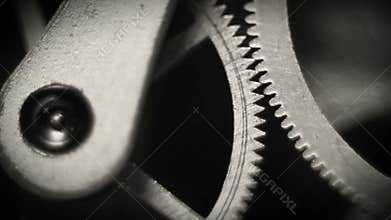 Old watch inside spring and gears Macro Footage
