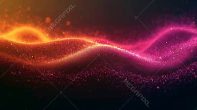 Glittering pink and orange particles flowing smoothly