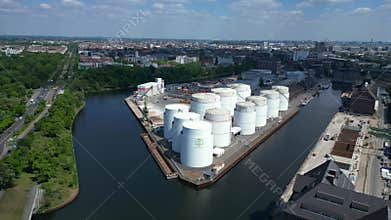12.5.25 Berlin De, Lng liquid Gas Tanks Storage. Wonderful aerial view drone