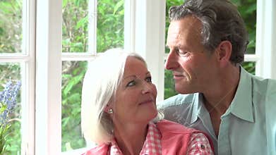 Slow Motion Sequence Of Romantic Middle Aged Couple