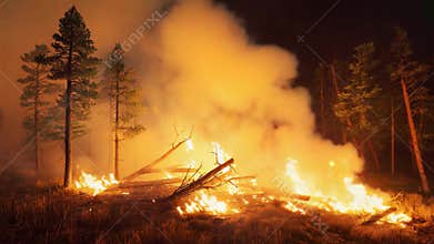 Night Forest Fire