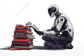 Robotic Being Engaged in Learning from Stack of Books in a Futuristic Setting