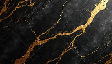 Gold marble texture, luxurious backdrop with golden veins against black background. High resolution natural stone pattern. For