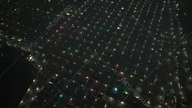 Aerial view of colorful tents of global Muslims congregation in Tongi, Dhaka, Bangladesh.
