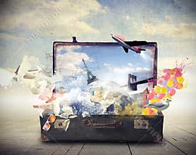 Old suitcase full of memories
