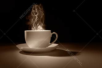 Hot cup of coffee or tea