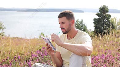Author writing around inspiring nature