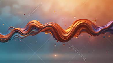 Colorful Abstract Wavy Liquid floating with Bubbles