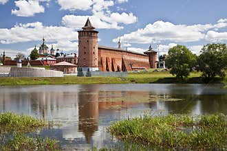 The powerful walls of the Kremlin. Kolomna. Russia