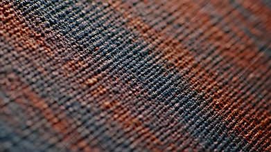 Vibrant Woven Texture with Interlacing Blue and Copper Threads Close Up