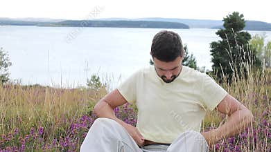 Man feeling some discomfort with his abdomen