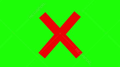 Red Cross Animation on Green Screen Background – Medical or Cancel Symbol Video