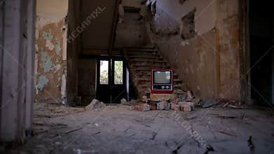 Broken Television in Abandoned House alpha
