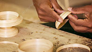 Making bamboo utensils. Workshop in Mandalay, Burma