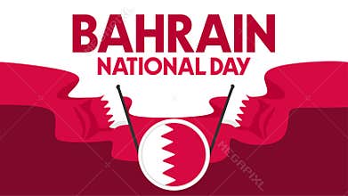 happy bahrain national day with bahrain flag