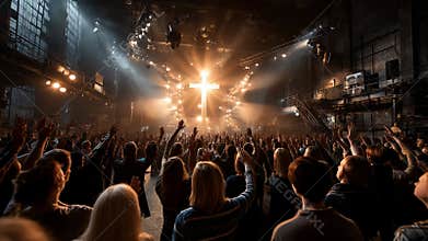 An exuberant and vibrant Worship Gathering featuring an Illuminated Cross