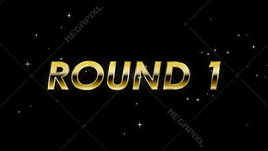 Round 1,2,3,4,5,6,7,8,9,10 animated text writing entry and exit of boxing fight matches, sports fighters, gold themes and other