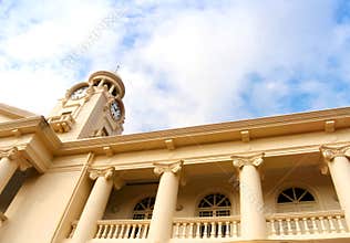 Clock tower of historic chinese school in Singapore