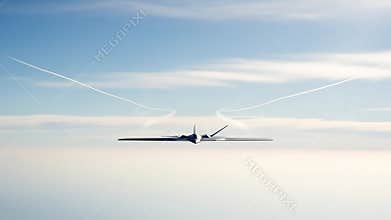 Sleek Next-Generation Stealth Aircraft Soars Through the Blue Sky Leaving Dramatic Contrails