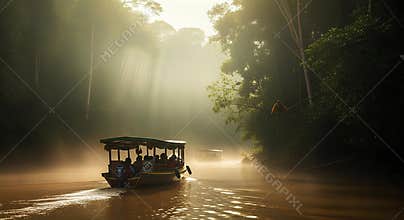Ecotourism Adventure Klotok River Tour in Borneo Rainforest