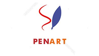 Pensart Logo Animation with Leaf and Pen Design on White Background for Branding and Creative Intros